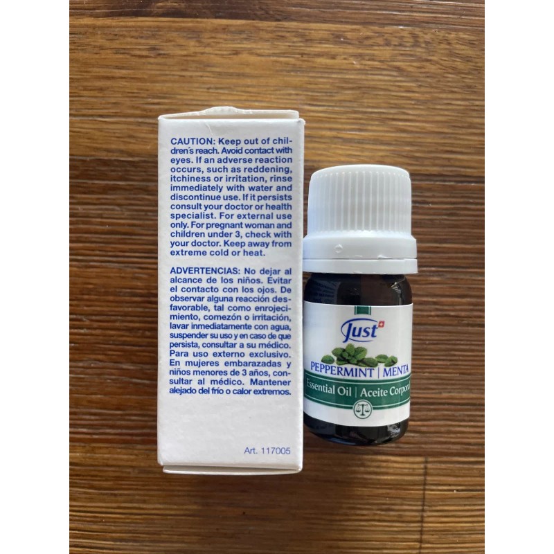 Swiss JUST Aceite Esencial Menta Peppermint Essential Oil 5ml New