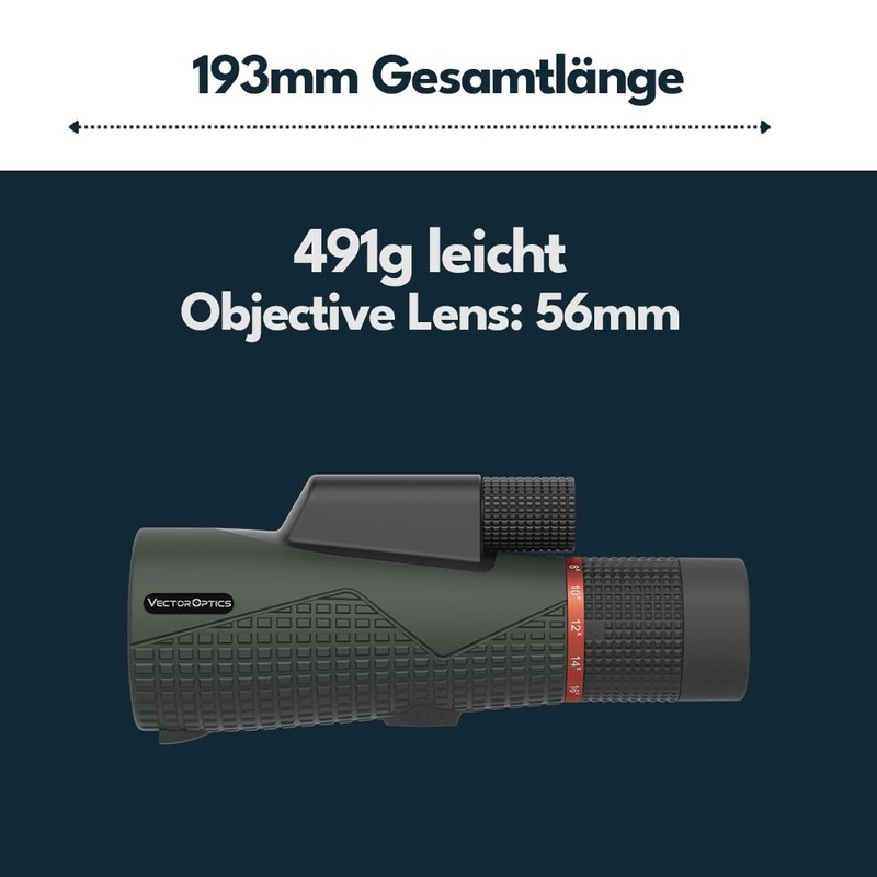 Vector Optics SCMO-04 Forester 8-16x56 ED Tactical Monocular for Sports,