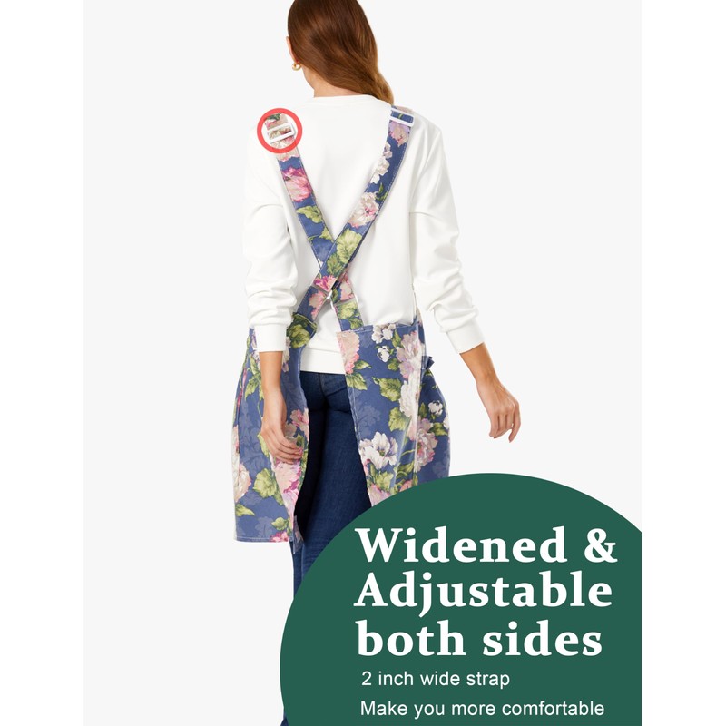 APRONNER Cozy Adjustable Cross Back Aprons for Women with Pockets