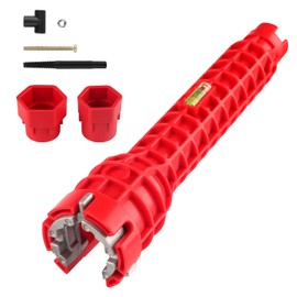 EukyPlace Plumbing Tools 8-in-1, Multifunctional Faucet and Sink Installer Pipe Wrench, Professional Plumbing Wrench for Bathroom & Kitchen, Compatible with Spanners & Wrenches (Red)