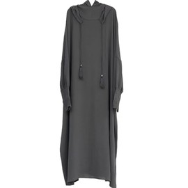 Abaya Muslim Dress Abaya Batwing Sleeve Prayer Clothes Middle East Kaftan Dubai Islamic Dress Solid Casual Loose Fit Arabian Outfit Ramadan Long Dresses (Small (Size 1), Dark Gray), Dark Gray,