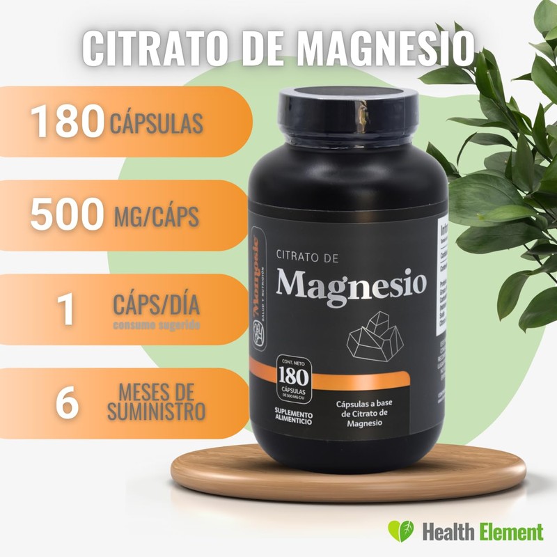Citrato De Magnesio Puro | 180 Cápsulas | Ideal Para