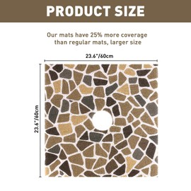 Square Shower Mat Non Slip: 24 x 24 Inch Extra Large Shower Mats with Drain Hole in Middle - PVC Loofah Anti Slip Shower Floor Matt for Inside Shower