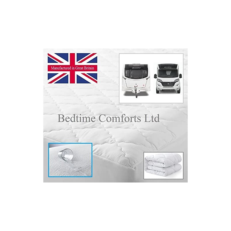 CARAVAN/MOTOR HOME ISLAND BED WATERPROOF QUILTED FITTED MATTRESS PROTECTOR (Hand