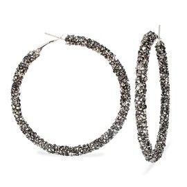 Glitter Hoop Earrings Sparkle Acrylic Crystal Hoop Earrings Round Circle Sequins Earrings Costume Party Jewelry(Black)
