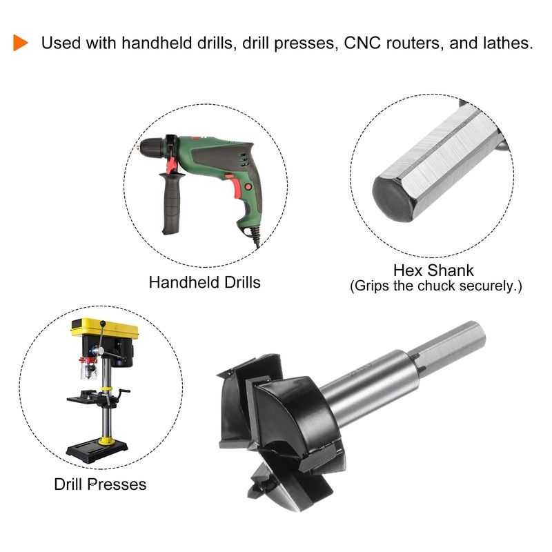sourcing map Forstner Drill Bit 50mm (2") Tungsten Carbide 3