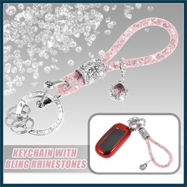 TUCKBOLD Car Faux Crystal Keychain Ring Key with Bling Rhinestones Pink Automotive Parts