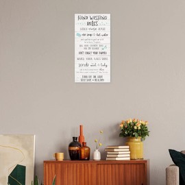 Fine Art Canvas Hand Washing Rules Canvas Wall Decor by Artist Natalie Carpentieri for Living Room, Bedroom, Bathroom, Kitchen, Office, Bar, Dining & Guest Room - Ready to Hang - 18 in x 35 in