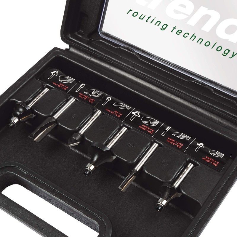 Trend 6 Piece Router Bit Starter Set, 1/4 Inch Shank,
