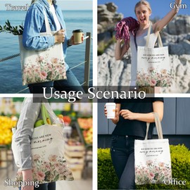 APJYM Christian Floral Tote Bag, His Mercies Are New Every Morning Bible Verse Canvas Tote Bags, Christian Gifts for Women, Wildflower Religious Reusable Grocery Shopping Bag