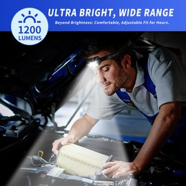 BeaMystGear Headlamp Rechargeable LED (2-Pack), 1200 Lumens with Red & White Light, 8 Modes, Motion Sensor, USB-C Charging, IPX4 Waterproof, for Running, Hiking, Fishing, and Camping