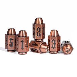 CRITALLIC Bullet Metal Dice Set 6 Pieces D6 Dices, Metal DND Dice RPG 6 Sized Dice Copper Polyhedral D&D Dice for Warhammer 40k,Dungeons and Dragons Role Playing Games/D and D Accessories