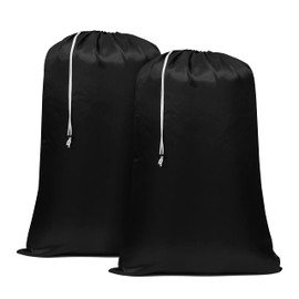 Nylon Laundry Bag,Laundry Bags,Extra Large Laundry bag, Draw strings Laundry bag,Home dry Cleaning Storage Bag,Hotels Laundry Bag,30x40 Laundry Bag- Black Set of 2