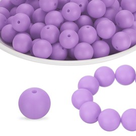 HARFINGTON 40Pcs Silicone Beads 15mm Silicone Beads Bulk for Pens Loose Round for Keychain Bracelet Necklace DIY Crafts Making, Light Purple