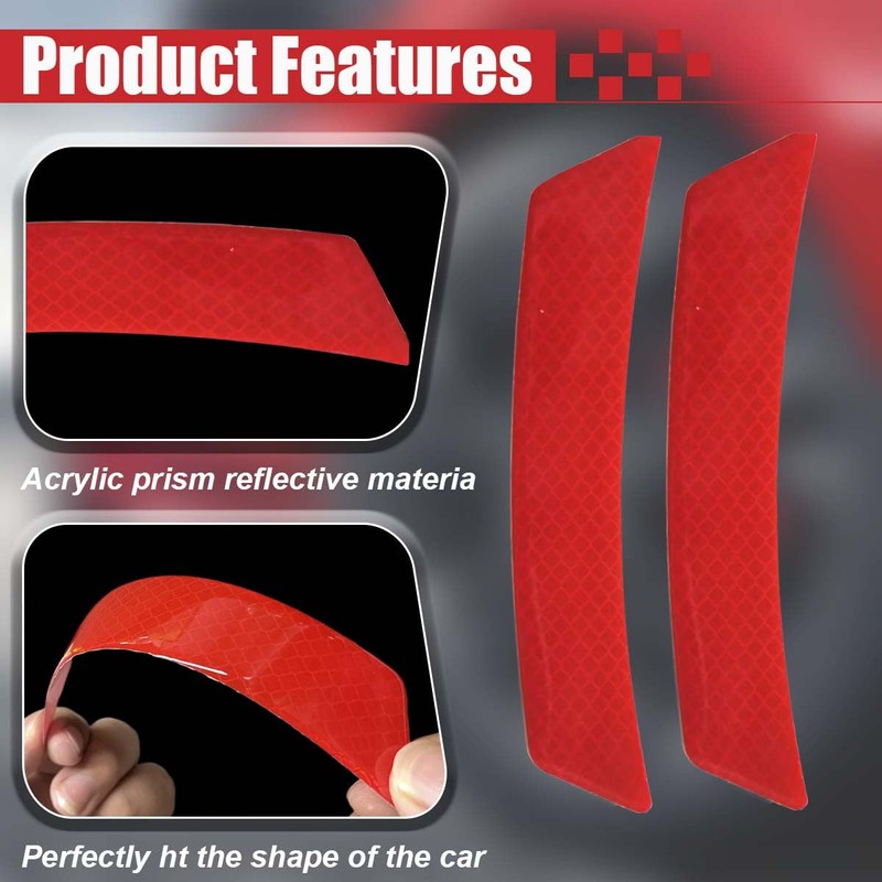 2PCS Car Reflective Trim Side Marker Stickers, Anti-Collision Wheel Eyebrow
