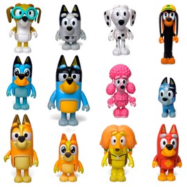 Toysvill 12 PCS Inspired by Bluye-Wolfs Figurines Toys Playset, Dogs Action Figures Family and Friends Set, toysvill-blueywolf-af-12