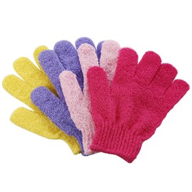 FRCOLOR 5-Piece Set Five Fingers Bath Gloves Exfoliating Shower Mitts for Adults Body Massage Scrubbing for Spa and Home Use