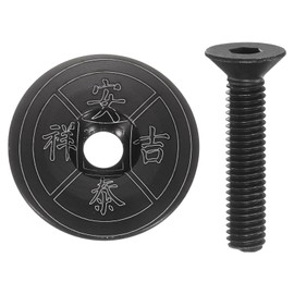 sourcing map 1 1/4" OD Bicycle Headset Stem Top Cap Aluminum Alloy Cycling Headset Cover Stem with M6 Bolt for Mountain Bike MTB Bike, Black