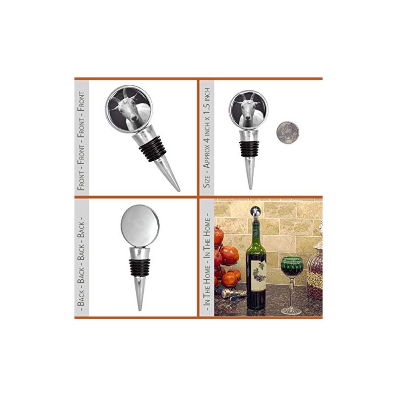 White Goat on Black Backround Photograph Wine Stopper