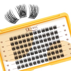 QUEWEL Pack of 84 Eyelash Clusters, Mix 10-16 mm Lash Cluster, Individual Eyelash Extensions, Soft and Lightweight, Hardly Noticeable Eyelash Presence, DIY Eyelash Extensions for Beginners at Home