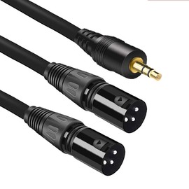 [WV-9272-1.5B] XLR Canon Male x 2 to 3.5mm Stereo Mini Plug Unbalanced Line Cable (5.9 ft (1.5 m), Black)