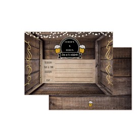 Elcer Cheers and Beers Birthday Country Rustic Fill In Set of 20 Invitations & envelopes 30 years 40 years 50 years Adult party All occasion Fill in invites