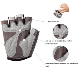 VEBE - Guantes de ciclismo para mujer, antideslizantes, a prueba de golpes, guantes cortos para montar al aire última intervensión, bicicleta de montaña, guantes (rosa malva, L)