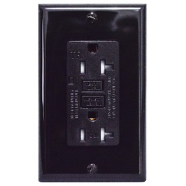 GFCI 20A Tamper Resistant Duplex Receptacle Standard Decorative Outlet with LED Indicator, Ground Fault Circuit Interrupter, Decorative Wallplate, Safelock Protection, UL Listed, Black (1-Pack)
