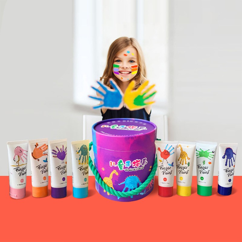 8PCS Finger Paints Safe Washable DIY Kids Finger Paints for