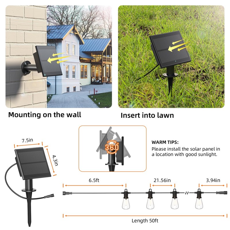 Kawaya Solar Powered String Lights: 50 FT LED Outdoor Patio