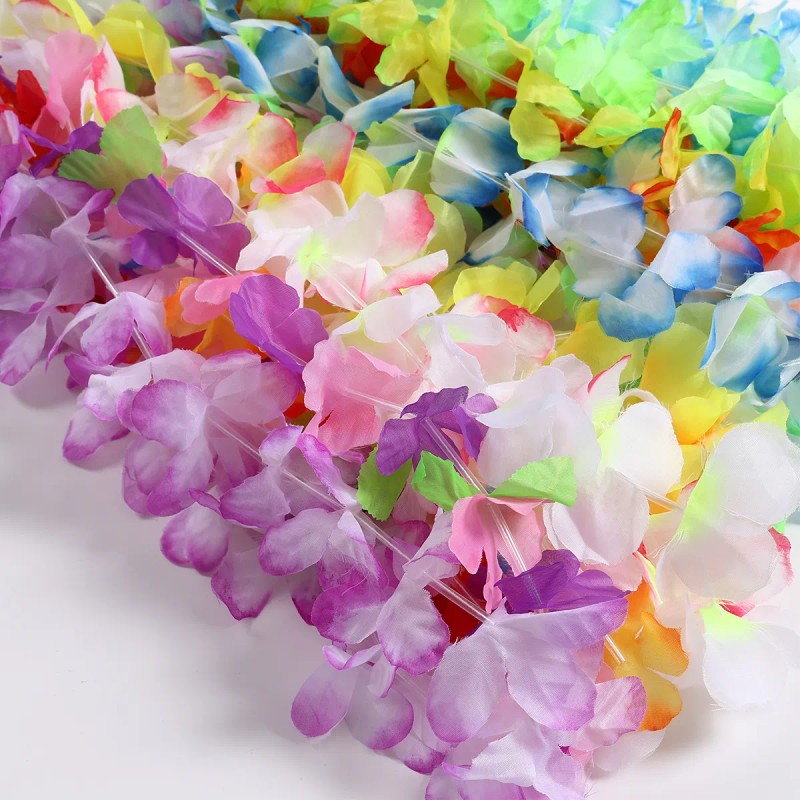 50 Collares Hawaiano Flores Fiesta Boda Xv Años Eventos Neón