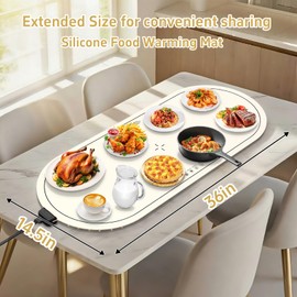 WOKALON WOKALON Warming Mat for Food Extra Large,(XXL 36x15), Food Warmers for Parties Buffet and Home Daily Use,Roll Up Food Warmers