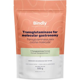 Bindly - Transglutaminase TI - 500 g - Improves texture - For protein-rich foods - Suitable for vegetarians and vegans - Products for molecular cuisine - Powder form