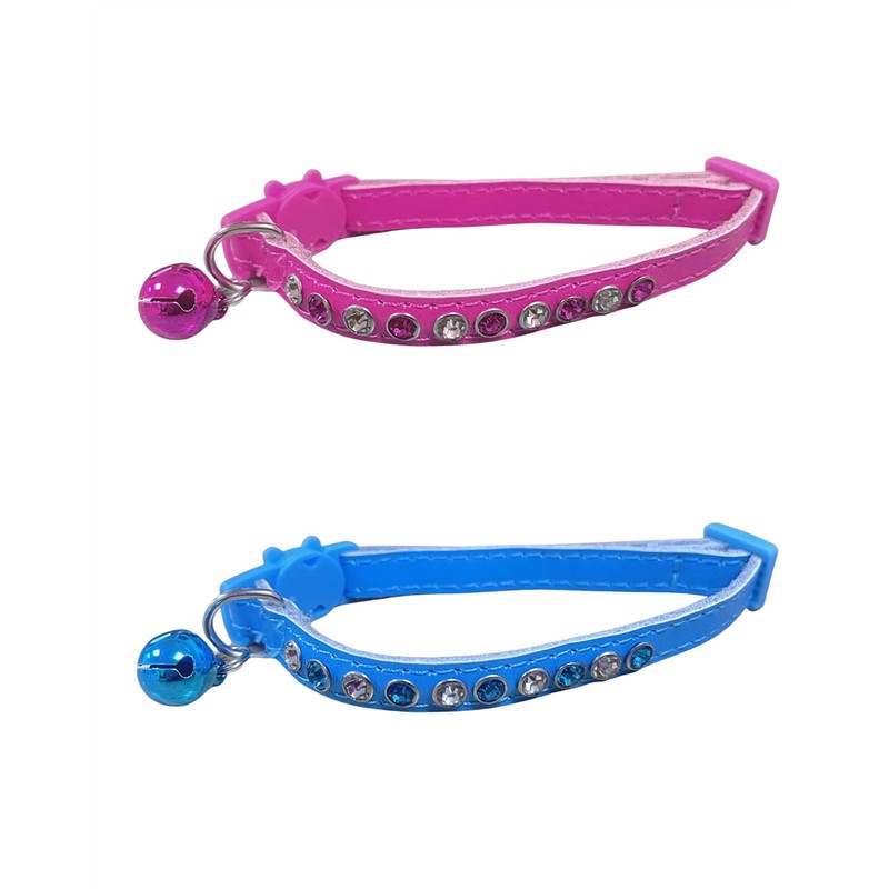 Cute Leather Cat Collar with Sparkly Bling Diamante Diamond Effect