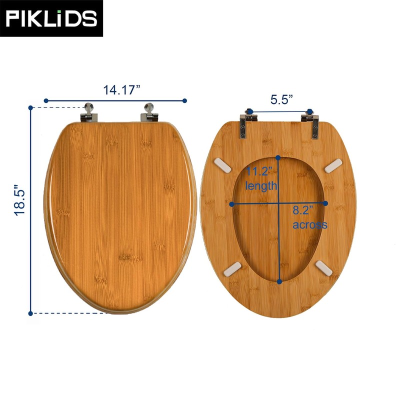 Toilet Seat, Solid Wood, Bamboo, High Gloss Finis, PIKLiDS (Elongated)