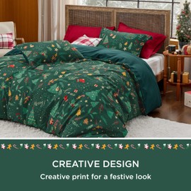 Bedsure Christmas Duvet Cover Queen - Holiday Duvet Cover with Cute Christmas Pattern, Christmas Bedding Set, Includes 1 Duvet Cover and 2 Pillow Shams (Queen, Christmas Vibe)