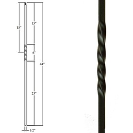 Stair Railing Balusters (Contractor Pack of 10) Single Twist Hollow Stair Iron Balusters (Real Satin Black not Matte) - 1/2" x 44" Tall
