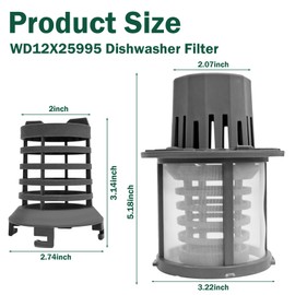 WD12X25995 Ultra Fine Filter and Basket Assembly Compatible With GE/Hotpoint/Haier Dishwashers, Replace AP6989426 PS16217023 EAP16217023 Dishwasher Filter Replacement Part CDT888P2V1S1 CDT805M5N2S5