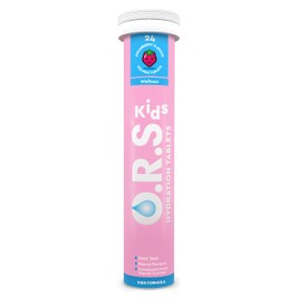 O.R.S Hydration Tablets with Electrolytes for Kids, Vegan, Gluten and Lactose Free Formula – with Natural Strawberry Flavour, 24 Tablets
