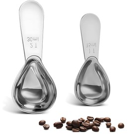 JEXOWIQ Measuring Spoons Stainless Steel – 2 Pieces Coffee Measuring Spoons Made of Stainless Steel, Measuring Spoon Gram, Pack Measuring Spoon for Coffee, Sugar and More, Multi-Purpose (15 ml + 30