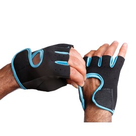 Weight Lifting Gloves with Wrist Support Gym Workout Cycling Rowing Training Fitness Sports Gloves Exercise body pump Short finger Padded Firm Grips protection Anti-Slip Men Women kids (Medium, Blue)
