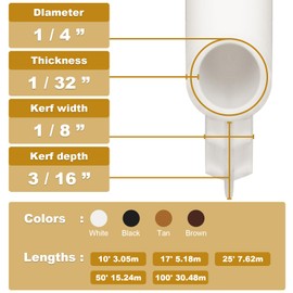 Window Weatherstrip Seal 1/4" Bulb Bubble Kerf Mount Bulb Gasket Window Weather Stripping Kerf - 4 Colors and 5 Length Options (50', White)