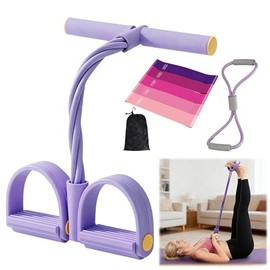Kit Pilates 5 en 1 Profesional para Mujeres - Bandas Elásticas de Resistencia + Pedal Estirador de Tobillo de 8 Tubos | Tensor de Tobillo Ajustables para Fitness/Yoga/Gym/Hogar