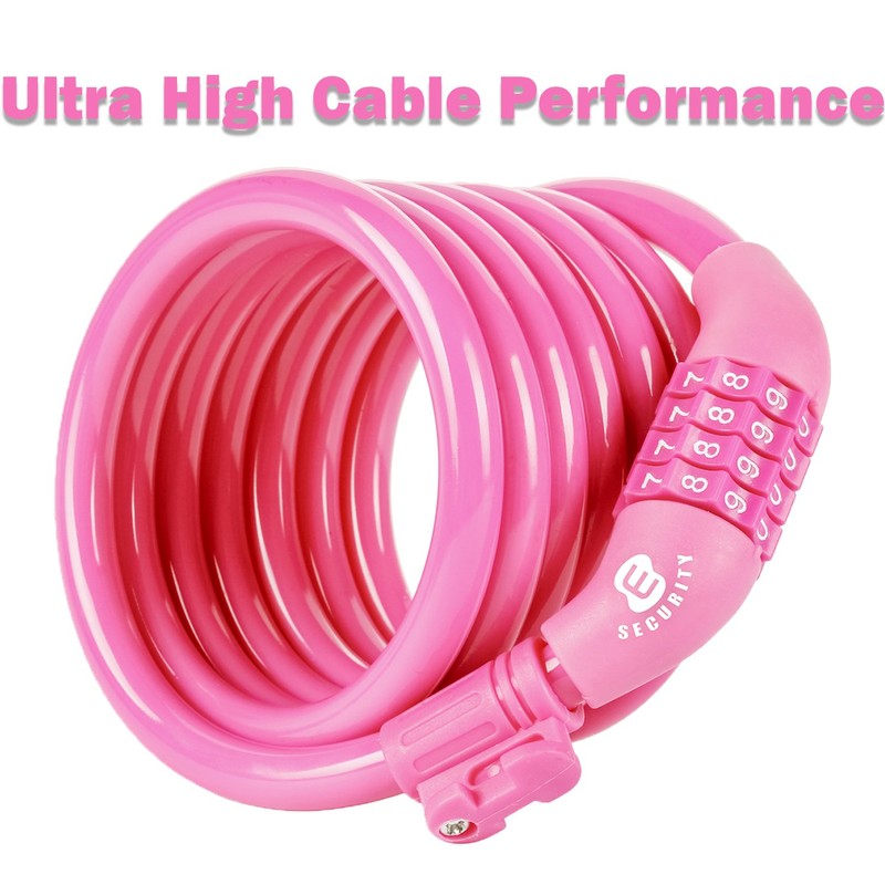 ETRONIC M6 Self Coiling Resettable Combination Bike Cable Lock, 6-Feet