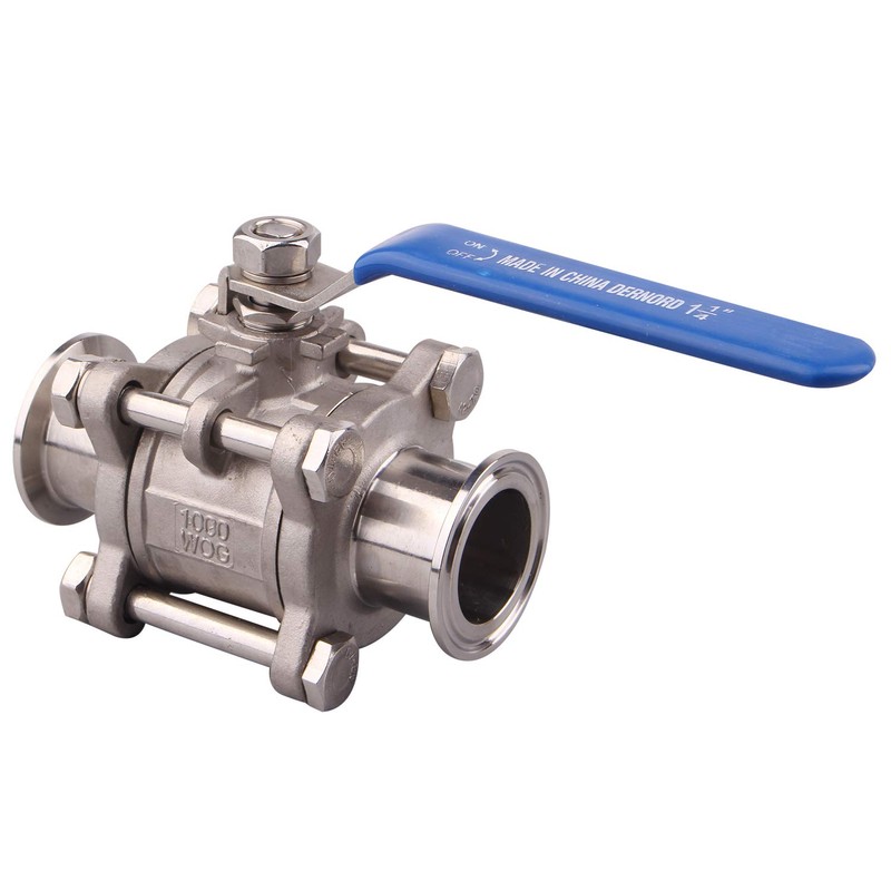 DERNORD Sanitary Ball Valve Fits 1.5" Tri-Clamp Clover Stainless Steel