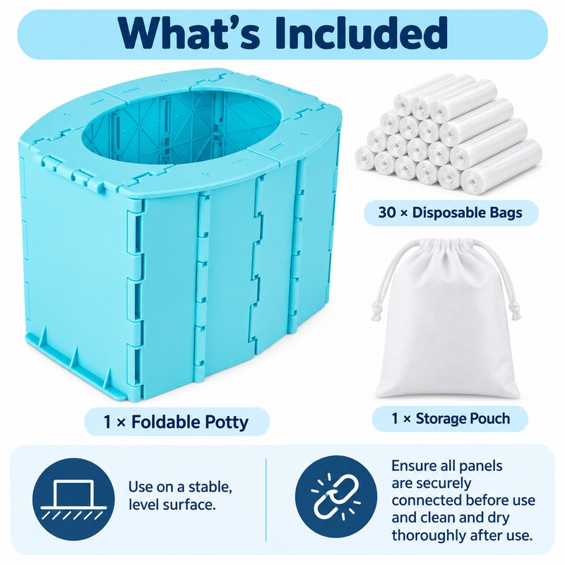 Foldable Portable Potty for Toddlers – Compact Blue ABS Plastic
