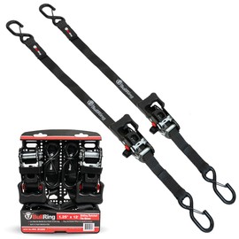 Bull Ring Sliding Ratchet Tie Down Straps – Includes (2) Heavy-Duty 1.25" x 12' Straps, 3,000lb Break Strength for UTV, Motorcycle, Car, Truck, Trailer (2 Pack)