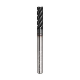 sourcing map Carbide Square Nose End Mill Bit 3/16" Cut Dia 4 Flutes TiAlN Coated Milling Cutter for Hardened Steel Metal (3/16" Shank 5/8" Cut Length 2" Long 45 Degree HRC49-51)