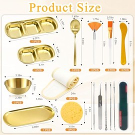 Kit Piezas Esteticista Cuidado Facial Bandejas Acero Inoxidable Cuencos Cepillos Extractor Espinillas Esponjas Comprimidas Diademas Uso Doméstico