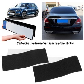 Micro Traders 2 Pairs License Plate Holders Self Adhesive Frameless Weatherproof License Plate Holder Resin Synthetic 50x10cm for All Cars